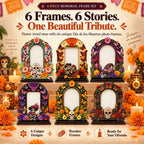 💀 DAY OF THE DEAD DECOR | 6 Wooden Memorial Photo Frames – Colorful Ofrenda Picture Frame Set with Floral Details