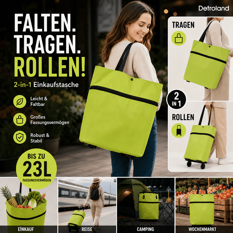 Two-in-one convenient foldable backpack shopping bag