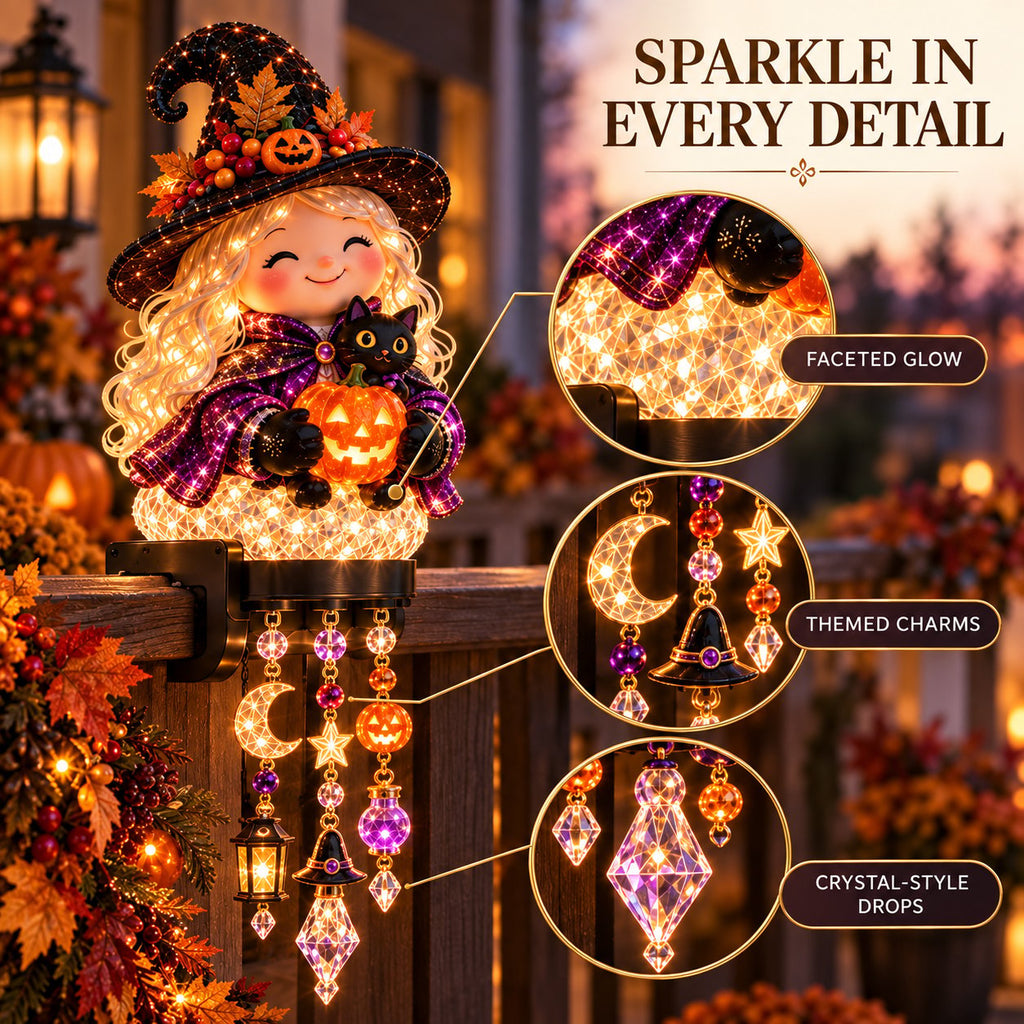 🔥Buy 2 Get 10% OFF🔥🎃 Halloween Porch Magic Cascade Railing Lights – Pumpkin, Witch, Ghost & Black Cat🎃🎃