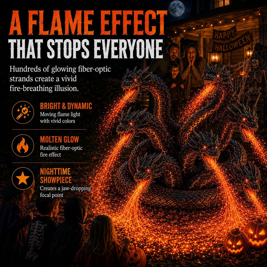 🔥🐉Fire-Breathing Orochi Solar Garden Light – Epic Multi-Headed Dragon Halloween Decor