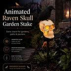🐦‍⬛Animated Raven Skull Solar Garden Stake💀 | Halloween Outdoor Yard Decor