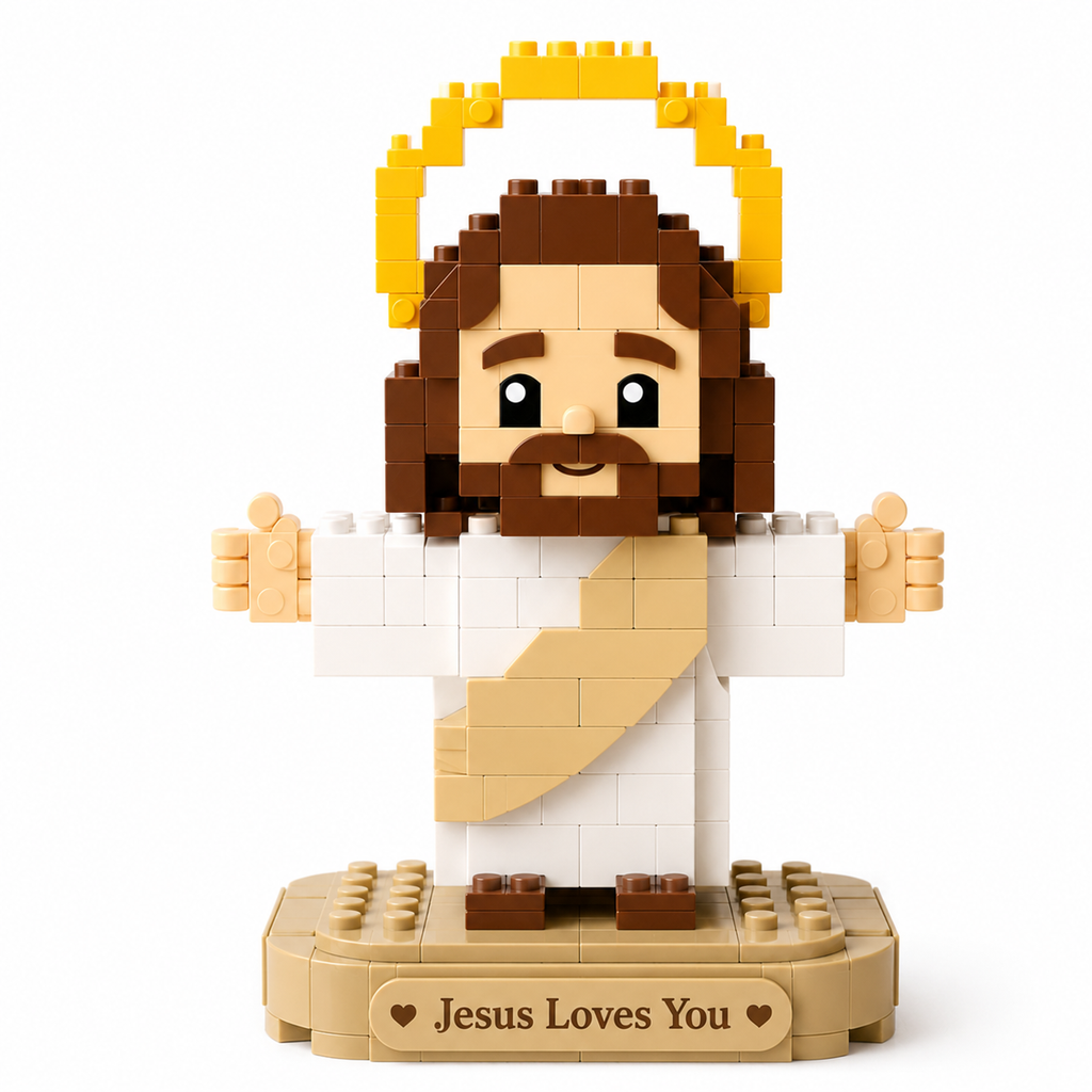 🚚 Free Shipping | Jesus Loves You Building Block Figure Set ✝️💛