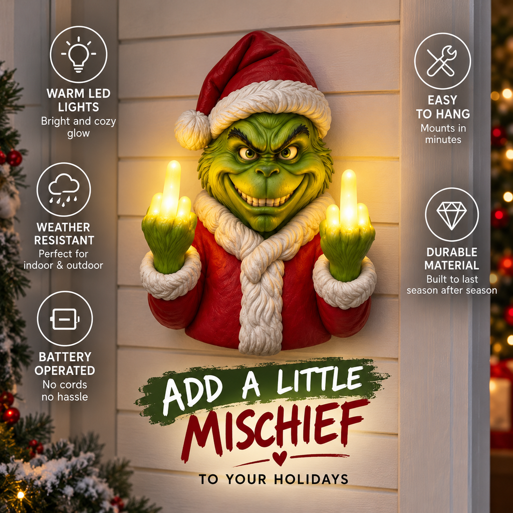 🚚 Free Shipping – Mischief Santa Wall Light 🎄 | Warm LED Holiday Wall Decor | Battery-Operated Outdoor & Indoor Christmas Decoration