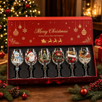 Christmas Wine Glasses Gift Set – 6-Piece Festive Holiday Drinkware