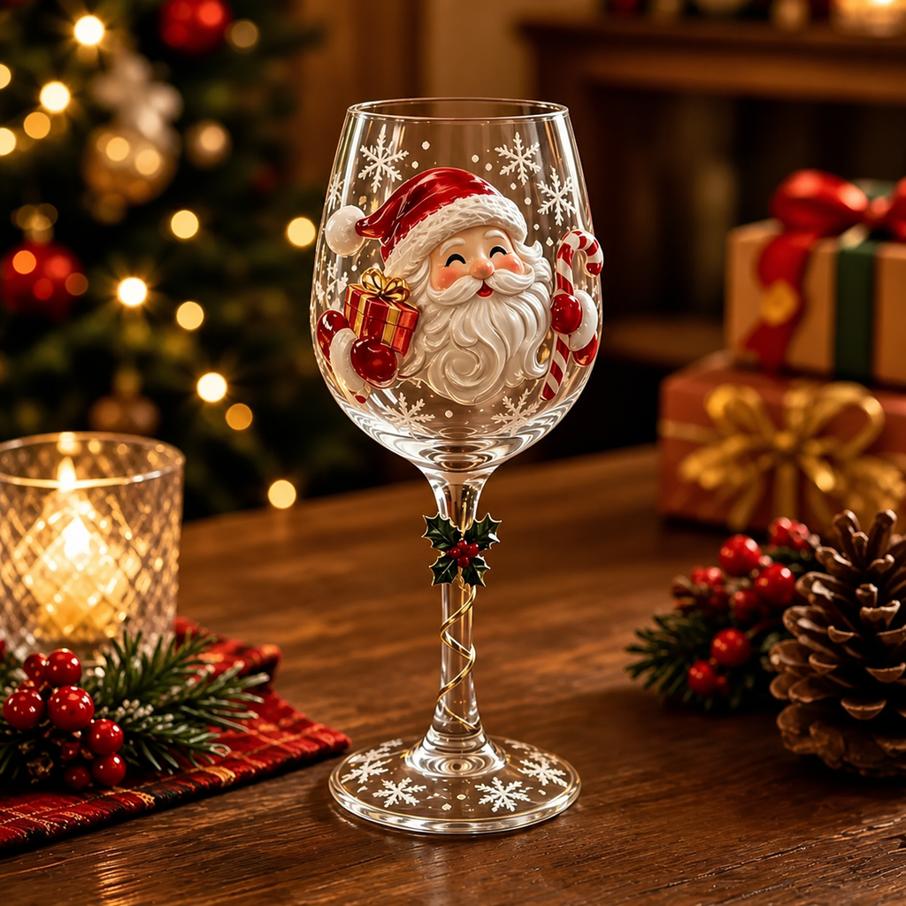 Christmas Wine Glasses Gift Set – 6-Piece Festive Holiday Drinkware