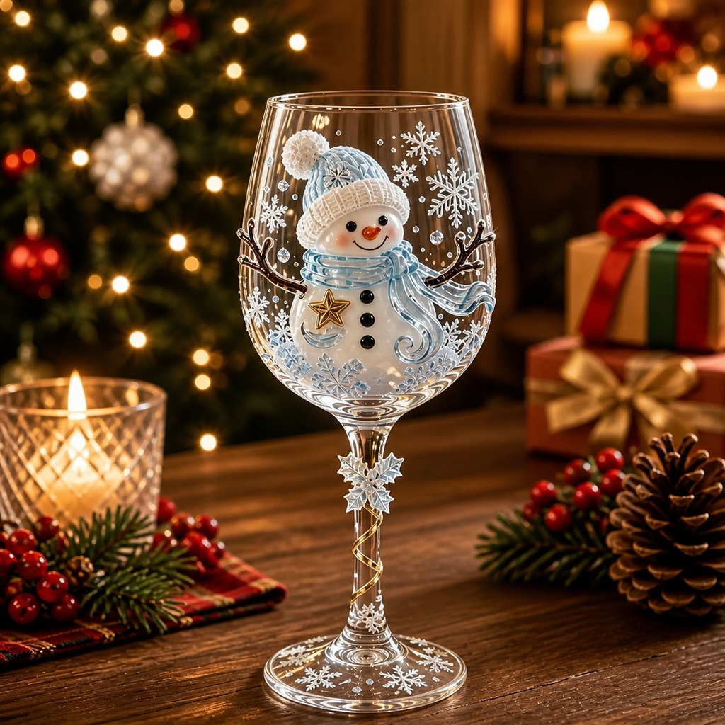Christmas Wine Glasses Gift Set – 6-Piece Festive Holiday Drinkware