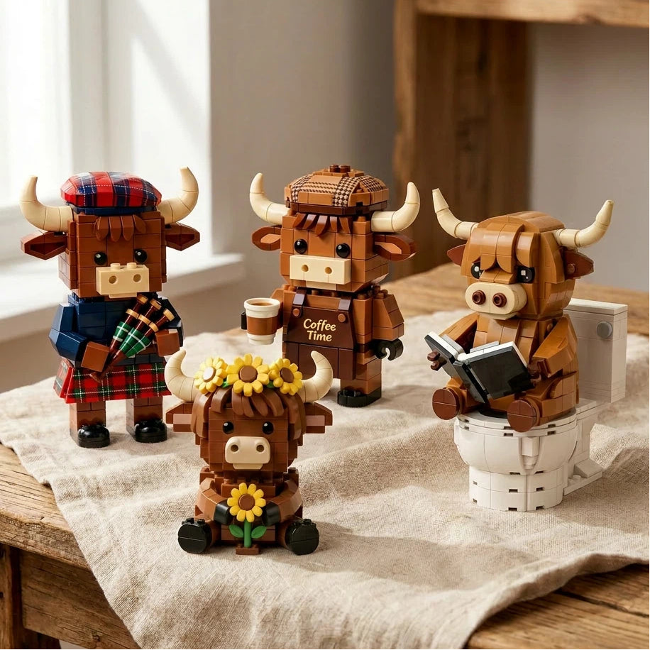 🚚 Free Shipping | Scottish Highland Cow Brick Figure Collection