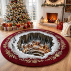 🎄3D Optical Illusion Vortex Quilted Round Christmas Rug