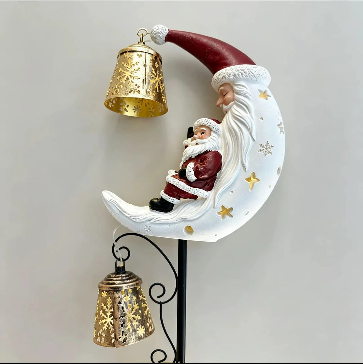 Luminous Winter Garden Glow – Solar Santa & Crescent Moon Pathway Stake Lantern (4 Styles)