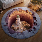 🎄3D Optical Illusion Vortex Quilted Round Christmas Rug