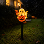 Estaca de luz solar para Halloween con fantasma y calabaza