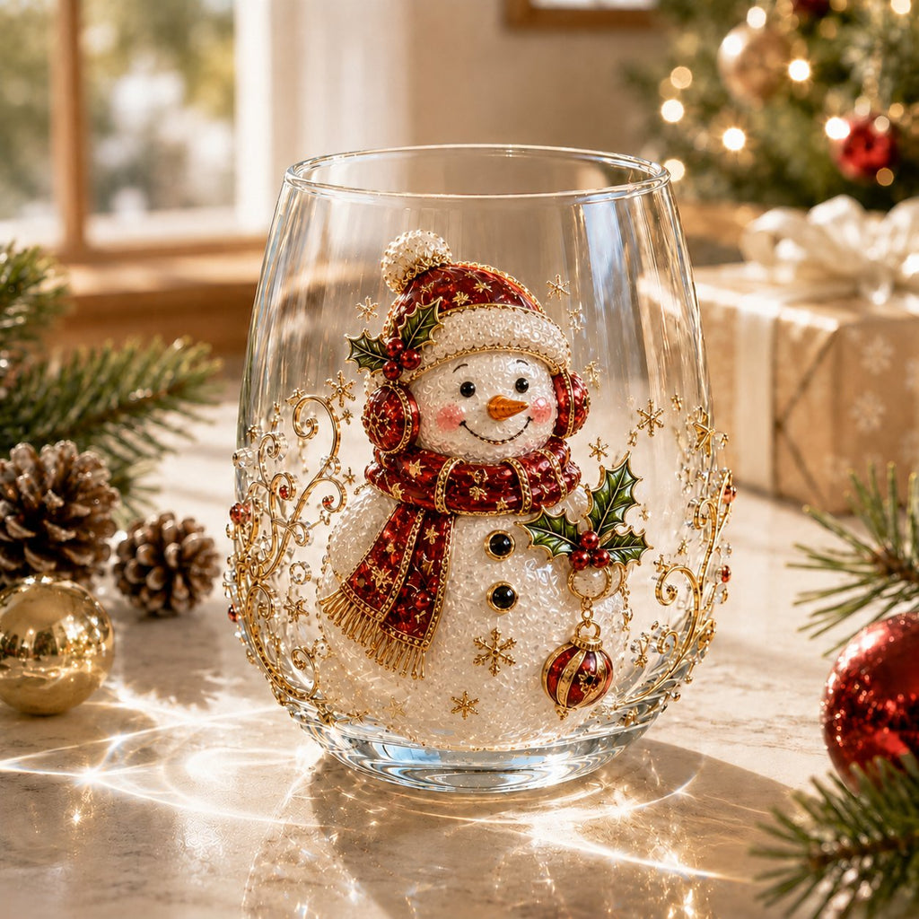 🚚📦 Free Shipping 🎄✨ 3D Christmas Glass Art Cup | Luxury Raised Holiday Glassware for Drinks, Decor & Christmas Gifts 🎁