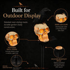 🐦‍⬛Animated Raven Skull Solar Garden Stake💀 | Halloween Outdoor Yard Decor