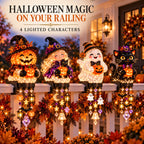 🔥Buy 2 Get 10% OFF🔥🎃 Halloween Porch Magic Cascade Railing Lights – Pumpkin, Witch, Ghost & Black Cat🎃🎃