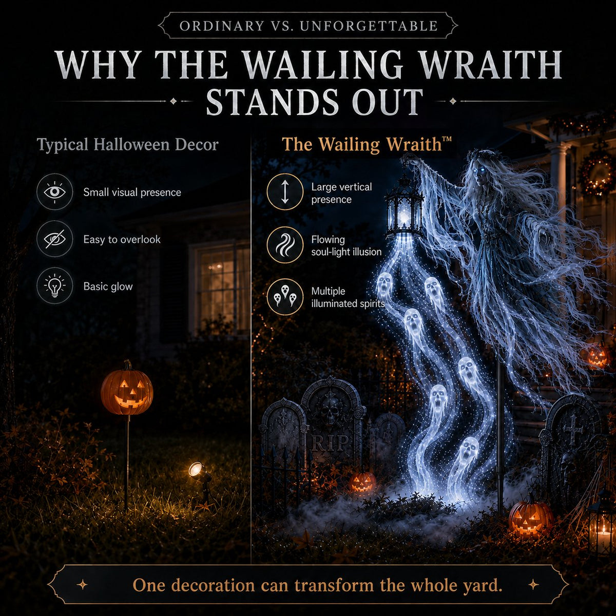 💀The Wailing Wraith Soul Harvester| LED Animated Halloween Decor