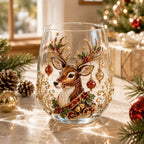 🚚📦 Free Shipping 🎄✨ 3D Christmas Glass Art Cup | Luxury Raised Holiday Glassware for Drinks, Decor & Christmas Gifts 🎁
