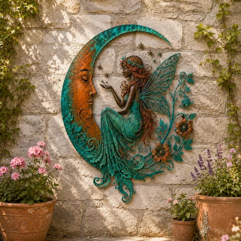 🌙Enchanted Moon Garden Wall Art – Nature-Inspired Outdoor Decor