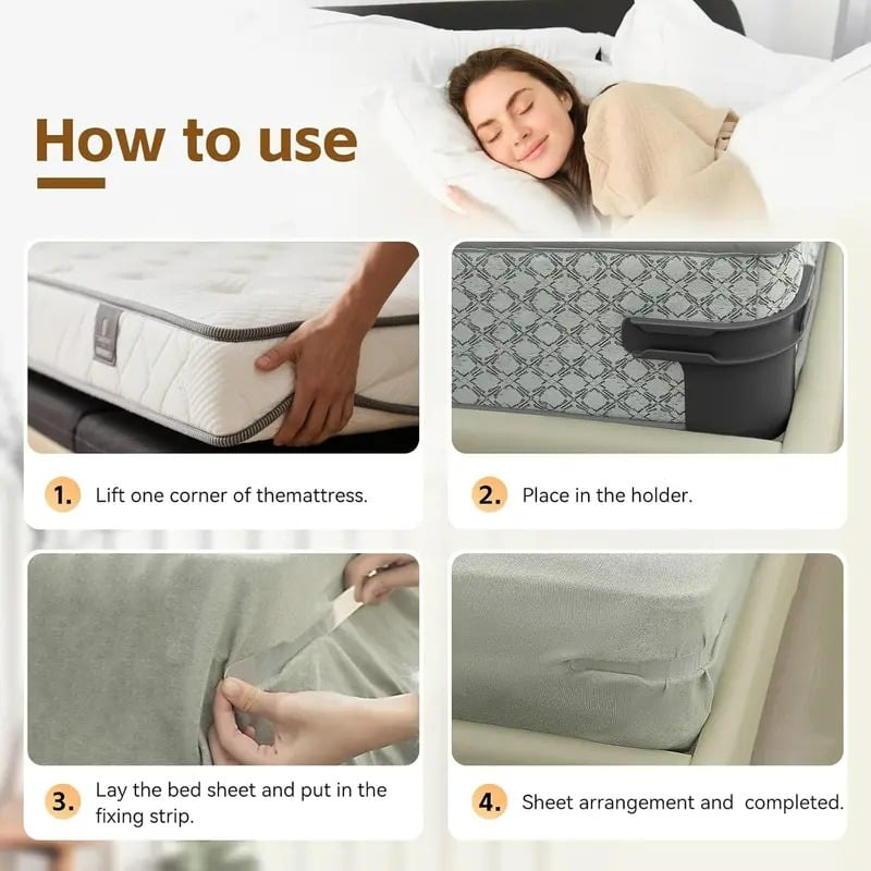 Limited Time 49% OFF🔥4-Pack Universal Heavy-Duty Bed Sheet Holder Straps No-Slip Peace of Mind