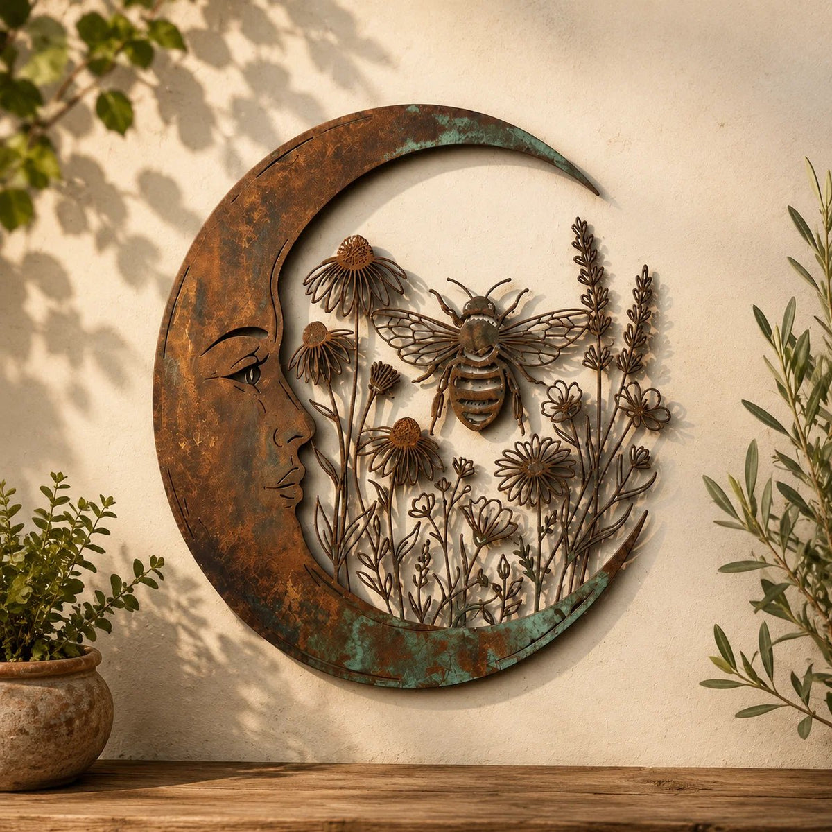 🌙Enchanted Moon Garden Wall Art – Nature-Inspired Outdoor Decor