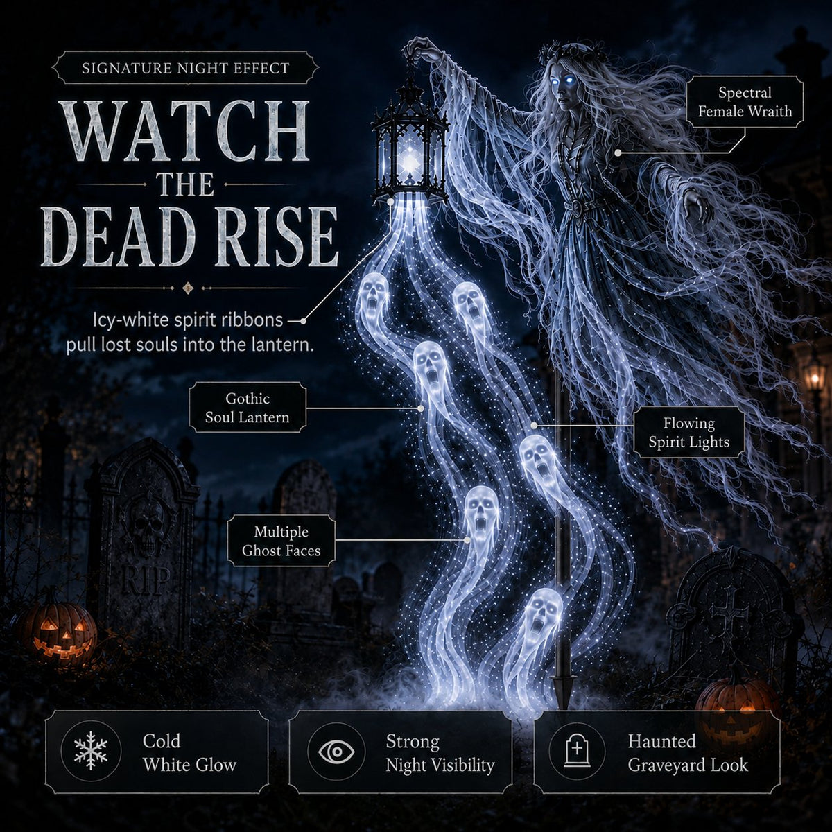 💀The Wailing Wraith Soul Harvester| LED Animated Halloween Decor