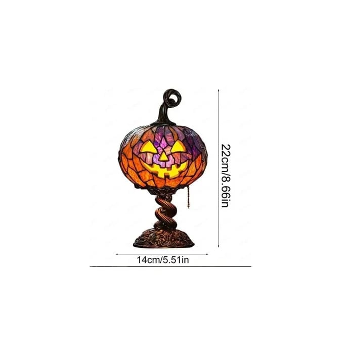 🎃Lámpara de mesa de calabaza estilo vidriera de Halloween