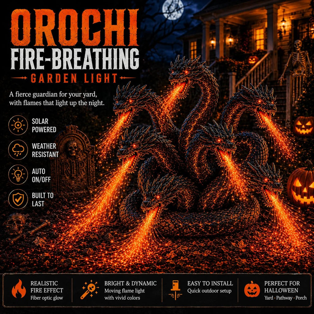 🔥🐉Fire-Breathing Orochi Solar Garden Light – Epic Multi-Headed Dragon Halloween Decor