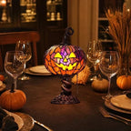 🎃Lámpara de mesa de calabaza estilo vidriera de Halloween
