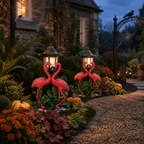 Solar Flamingo Couple Garden Lantern