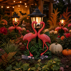 Solar Flamingo Couple Garden Lantern