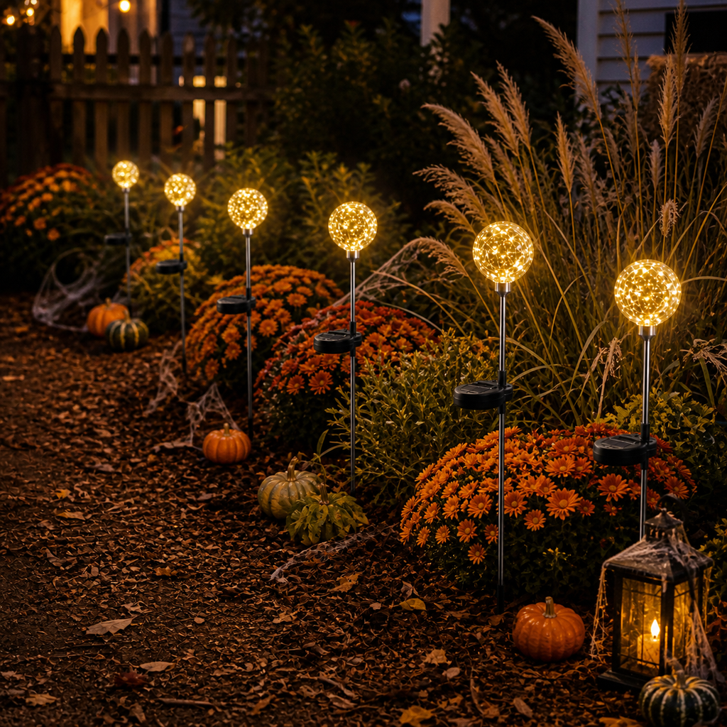 Luces solares de estaca con bombillas y globo para Halloween