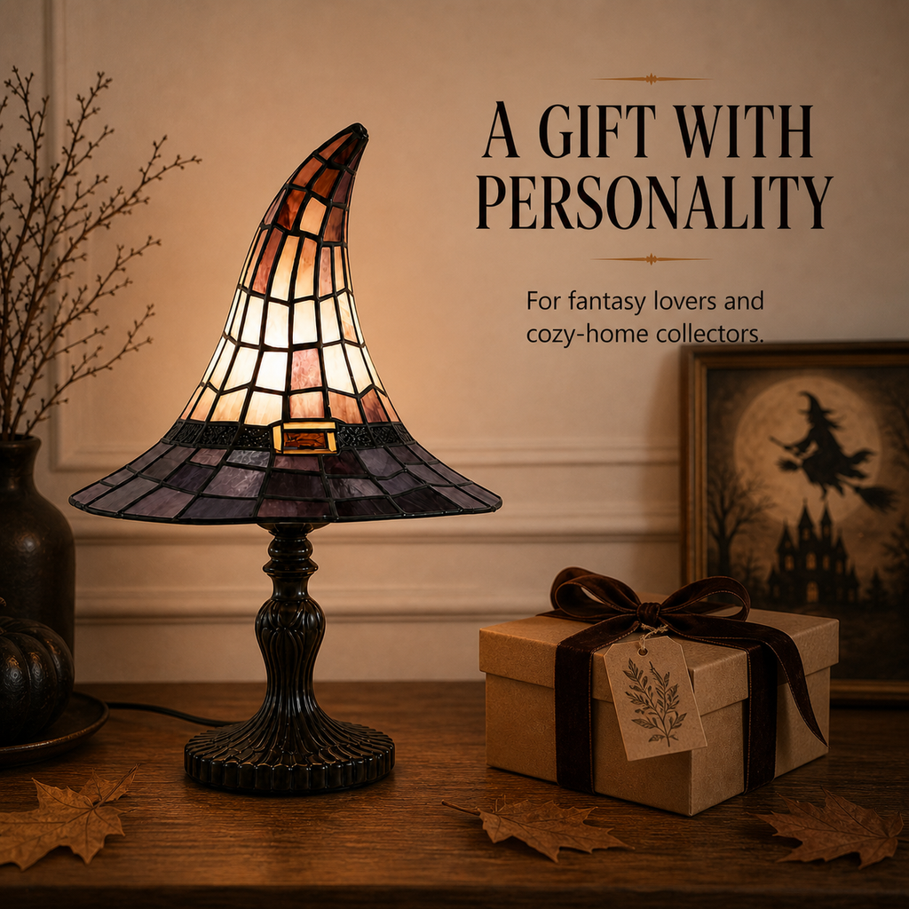 🔥Hot Sale - 40% OFF🔥 –Vintage Witch Hat Table Lamp – USB-Powered Resin Accent Light, 2 Sizes