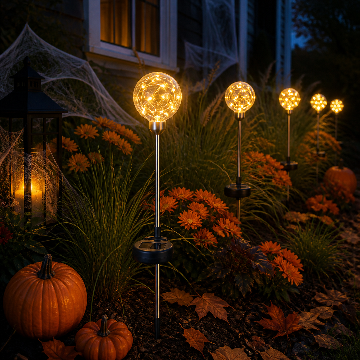 Luces solares de estaca con bombillas y globo para Halloween