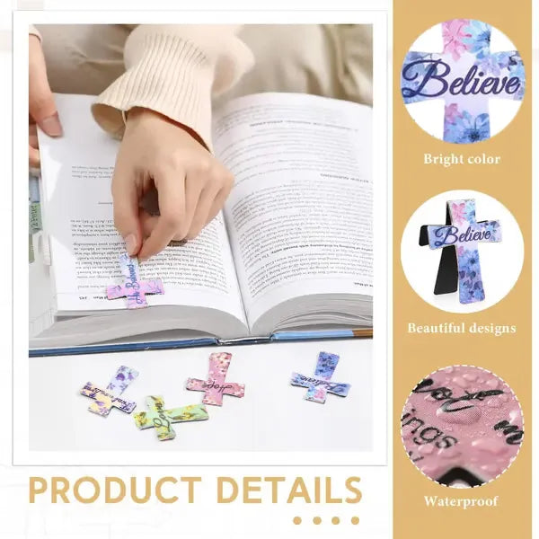 📖16 Pcs Magnetic Cross Bookmarks Gifts for Bible Study, Readers, Teachers, Students🌸✝️