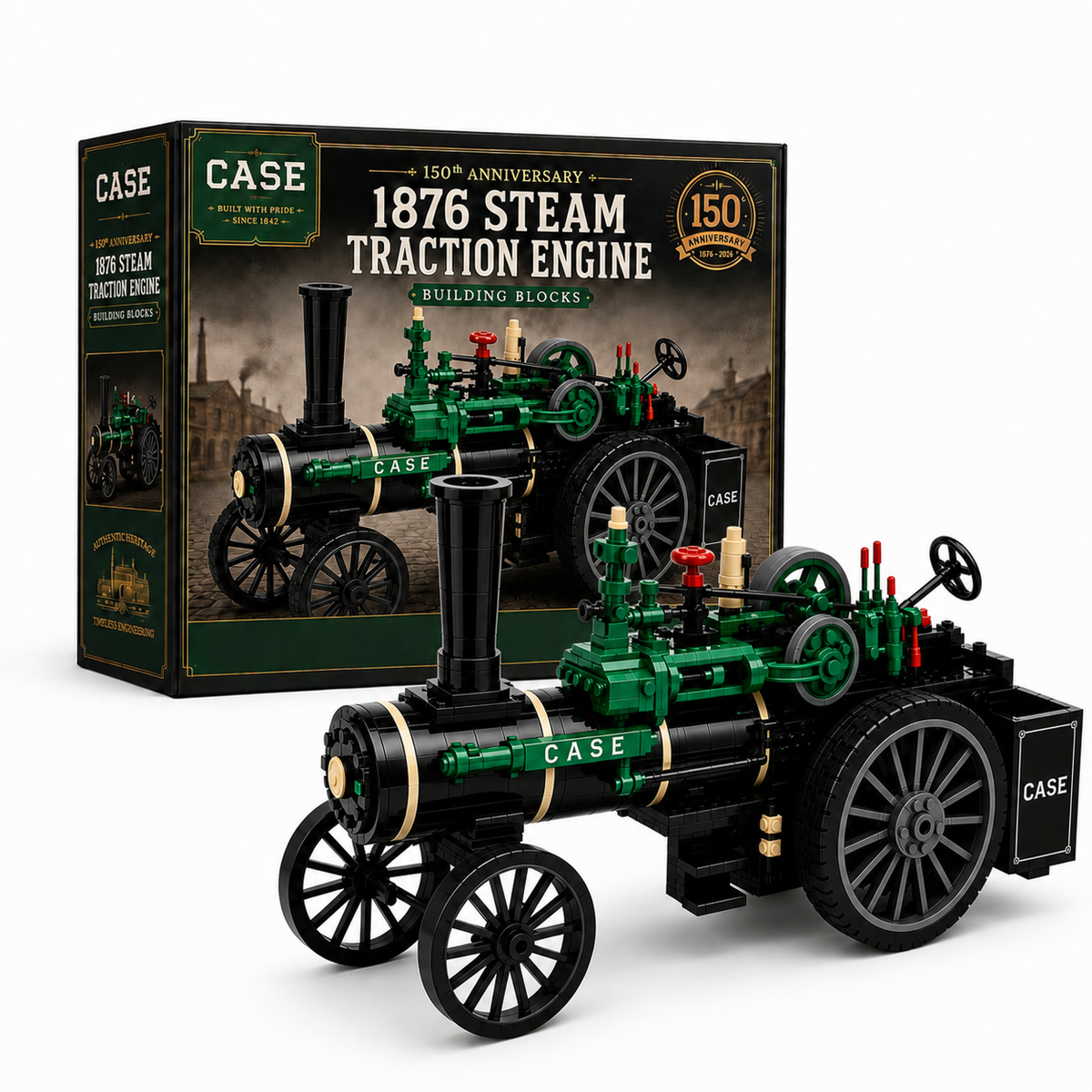 🚚 Free Shipping | ⚙️ 150th Anniversary 1876 Steam Traction Engine Building Blocks