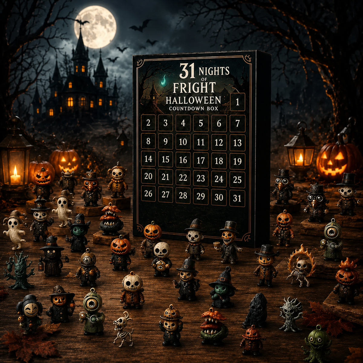 🎃50% off👻31 Nights of Fright Halloween Calendar with Mini Figurines