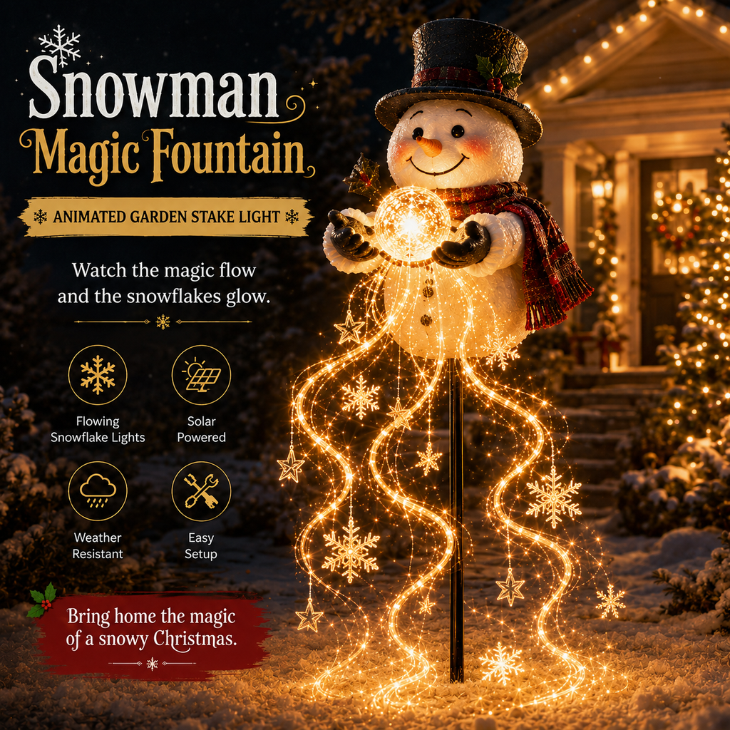 🎄49.99% OFF🎄 Snowman Magic Fountain™-Flowing Snowflake LED Christmas Garden Light❄️