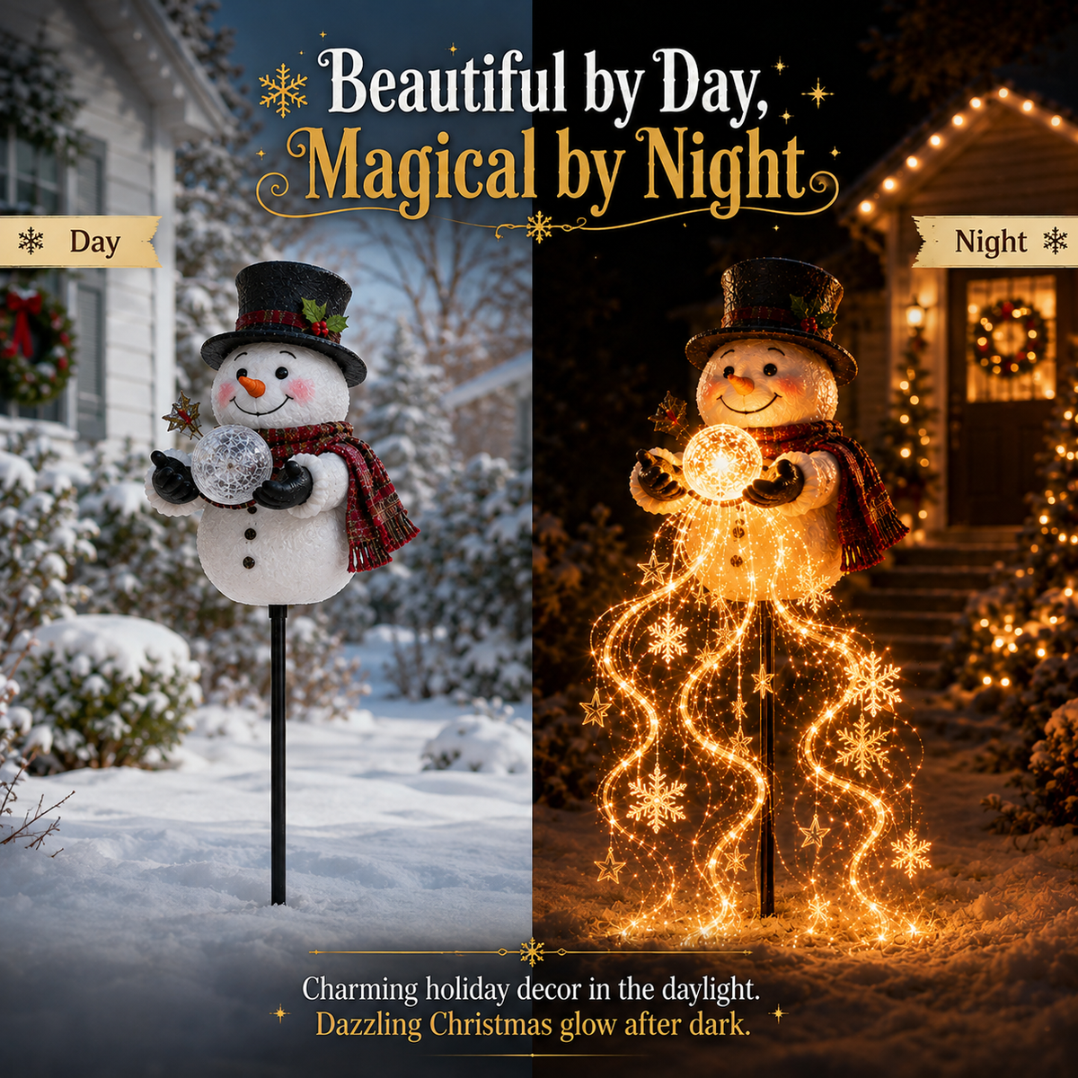 🎄49.99% OFF🎄 Snowman Magic Fountain™-Flowing Snowflake LED Christmas Garden Light❄️