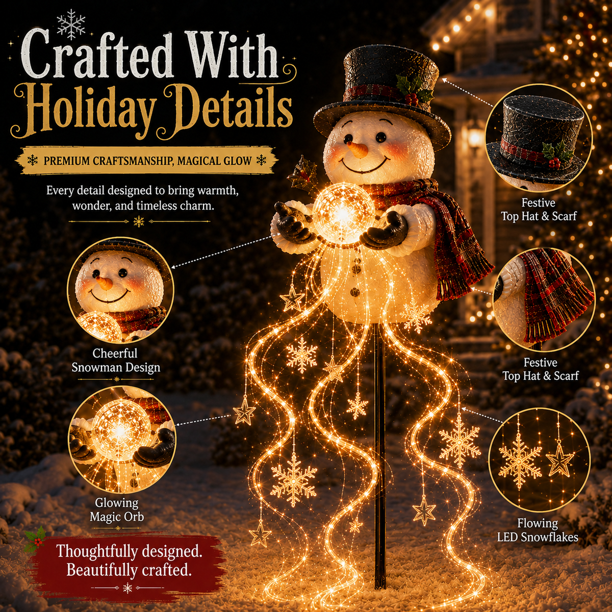 🎄49.99% OFF🎄 Snowman Magic Fountain™-Flowing Snowflake LED Christmas Garden Light❄️