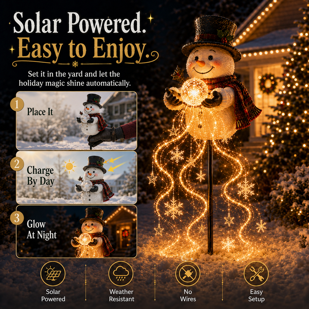 🎄49.99% OFF🎄 Snowman Magic Fountain™-Flowing Snowflake LED Christmas Garden Light❄️