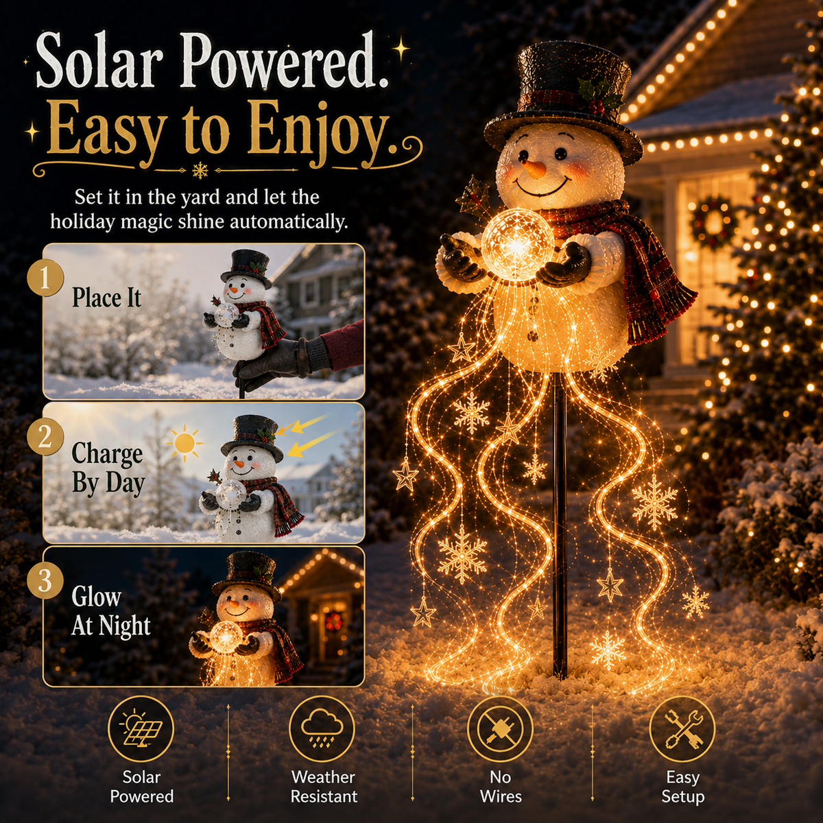 🎄49.99% OFF🎄 Snowman Magic Fountain™-Flowing Snowflake LED Christmas Garden Light❄️