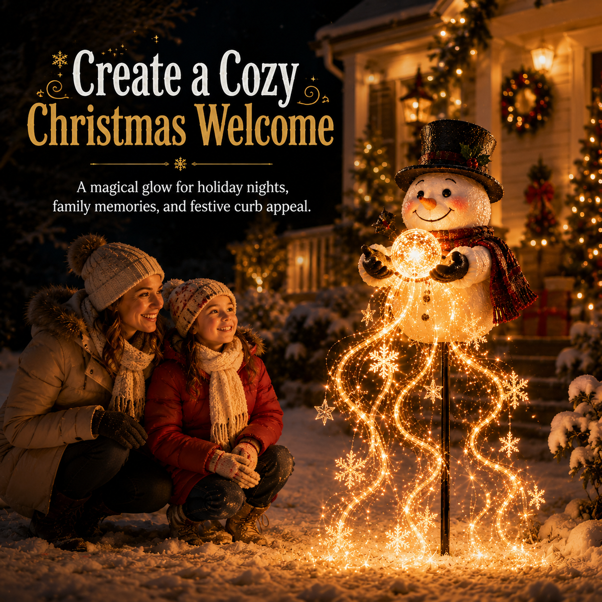 🎄49.99% OFF🎄 Snowman Magic Fountain™-Flowing Snowflake LED Christmas Garden Light❄️