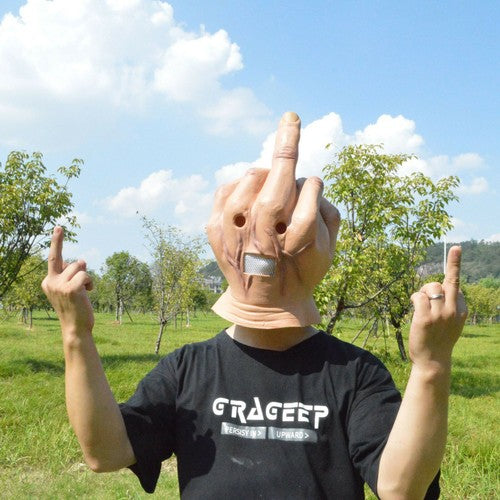 Funny contempt middle finger full head mask